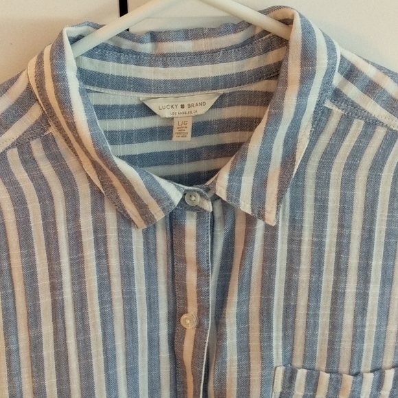 Lucky Brand blue stripe long sleeve blouse - Picture 2 of 4